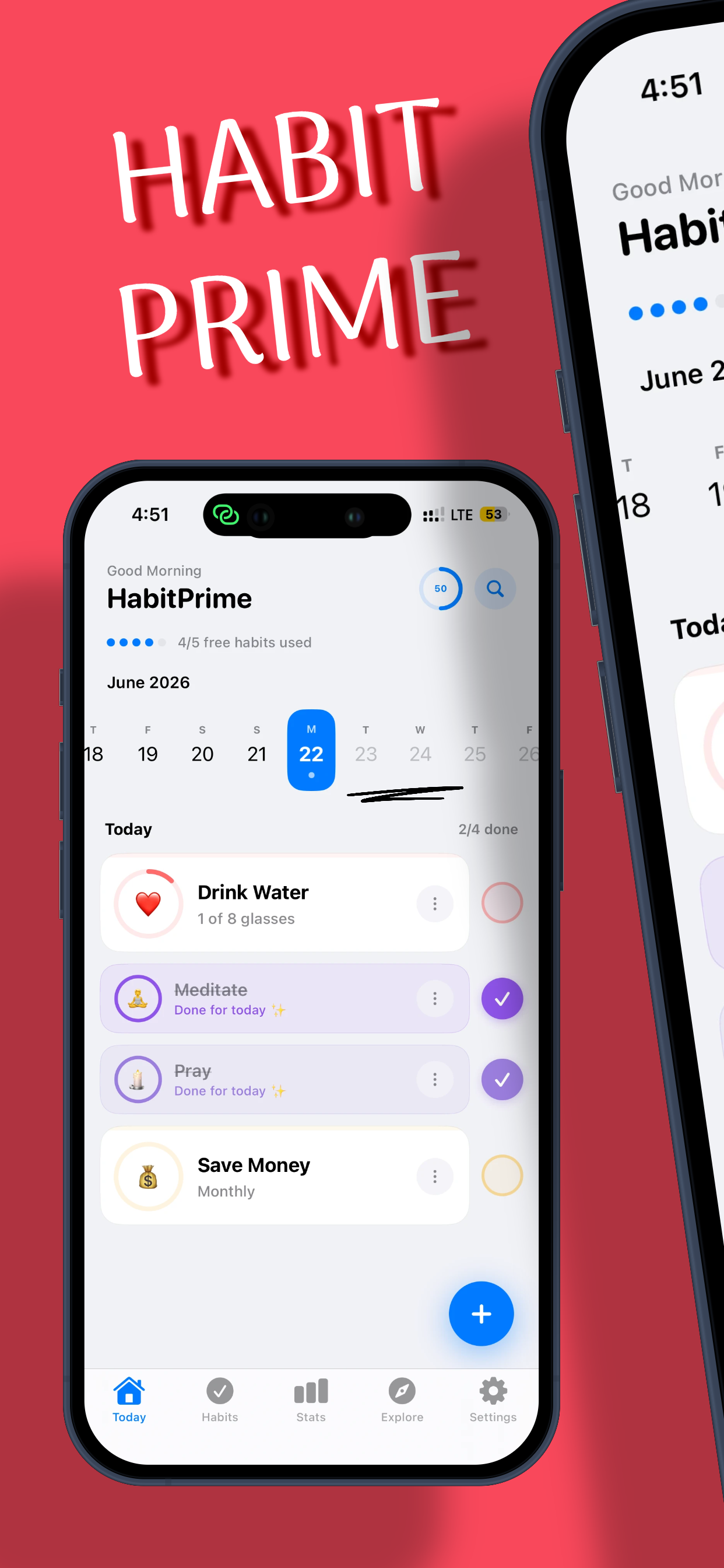 Today view of the Habit Tracker app